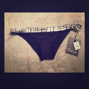 NWT Skye Fold Over swim suit Bottom Black & White
